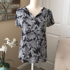 LOFT floral mixed media top